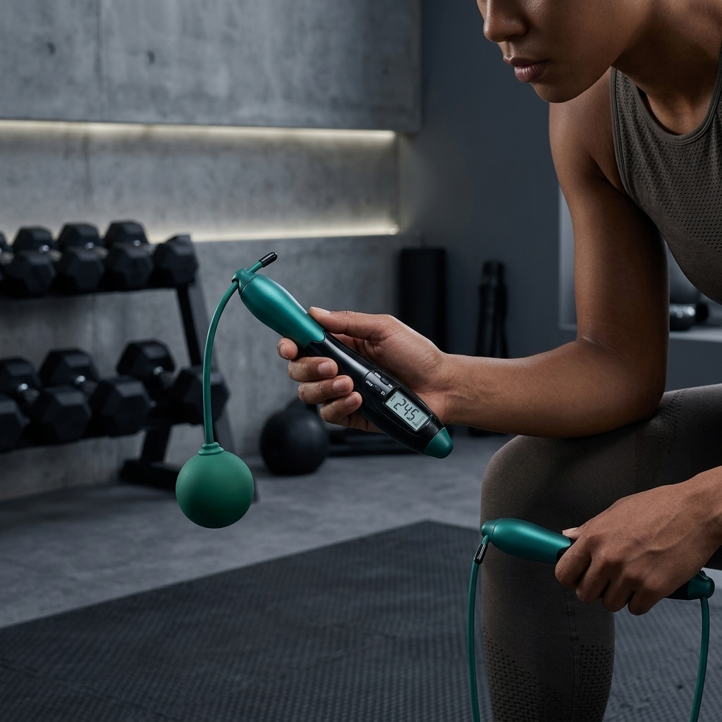 EzyBreath digital jump rope handles and cord for skipping workouts indoors or outdoors