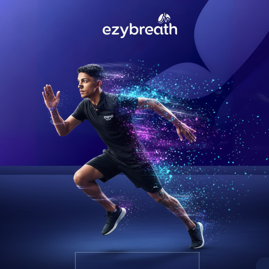 Person wearing ezybreath nasal dilator and running