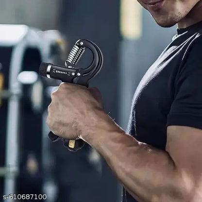 Detail of the adjustable resistance dial and digital counter on the EzyBreath hand gripper