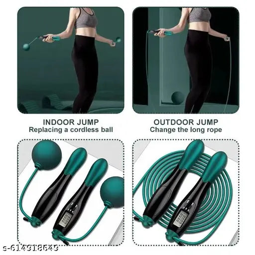 Close-up of the digital display and handle on the EzyBreath smart jump rope