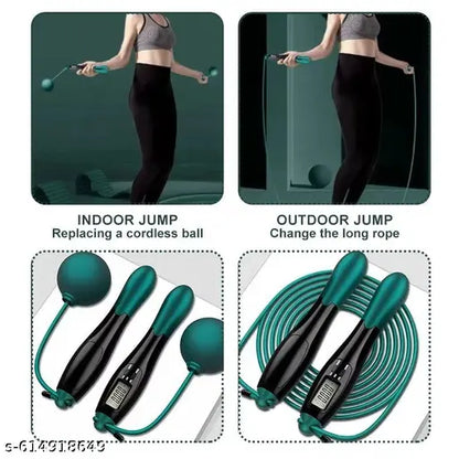 Close-up of the digital display and handle on the EzyBreath smart jump rope