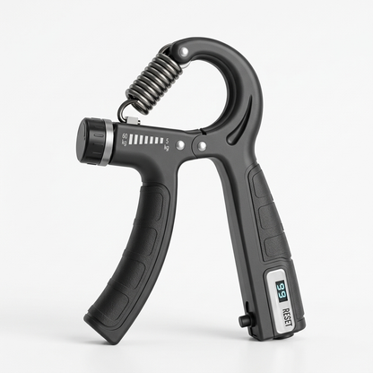EzyBreath adjustable hand gripper with digital repetition counter for grip strength training