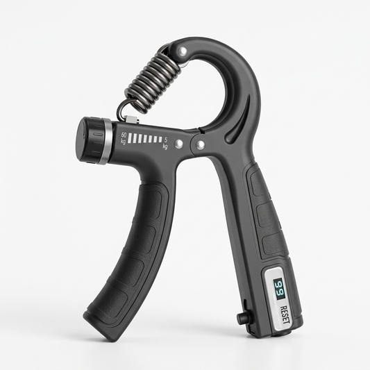 EzyBreath adjustable hand gripper with digital repetition counter for grip strength training