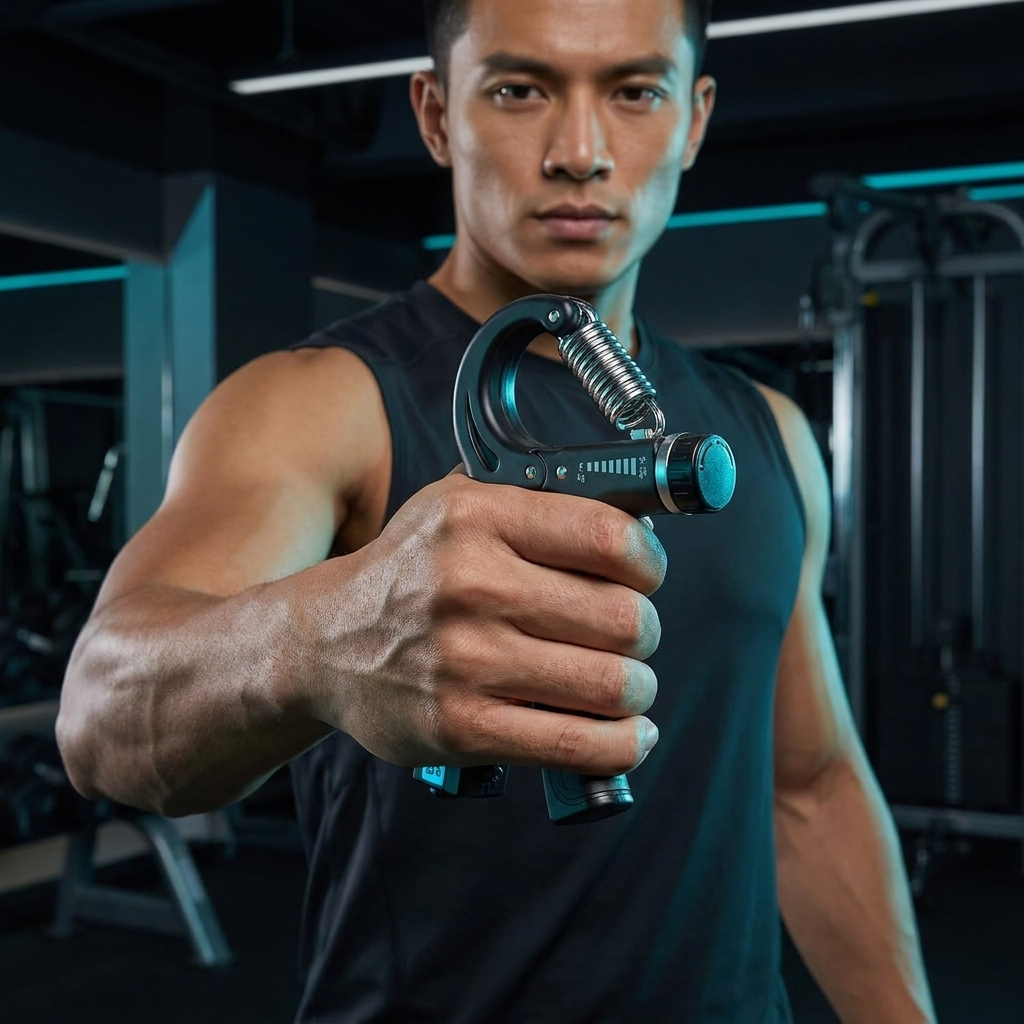 EzyBreath adjustable hand gripper with ergonomic handles and a built-in rep counter