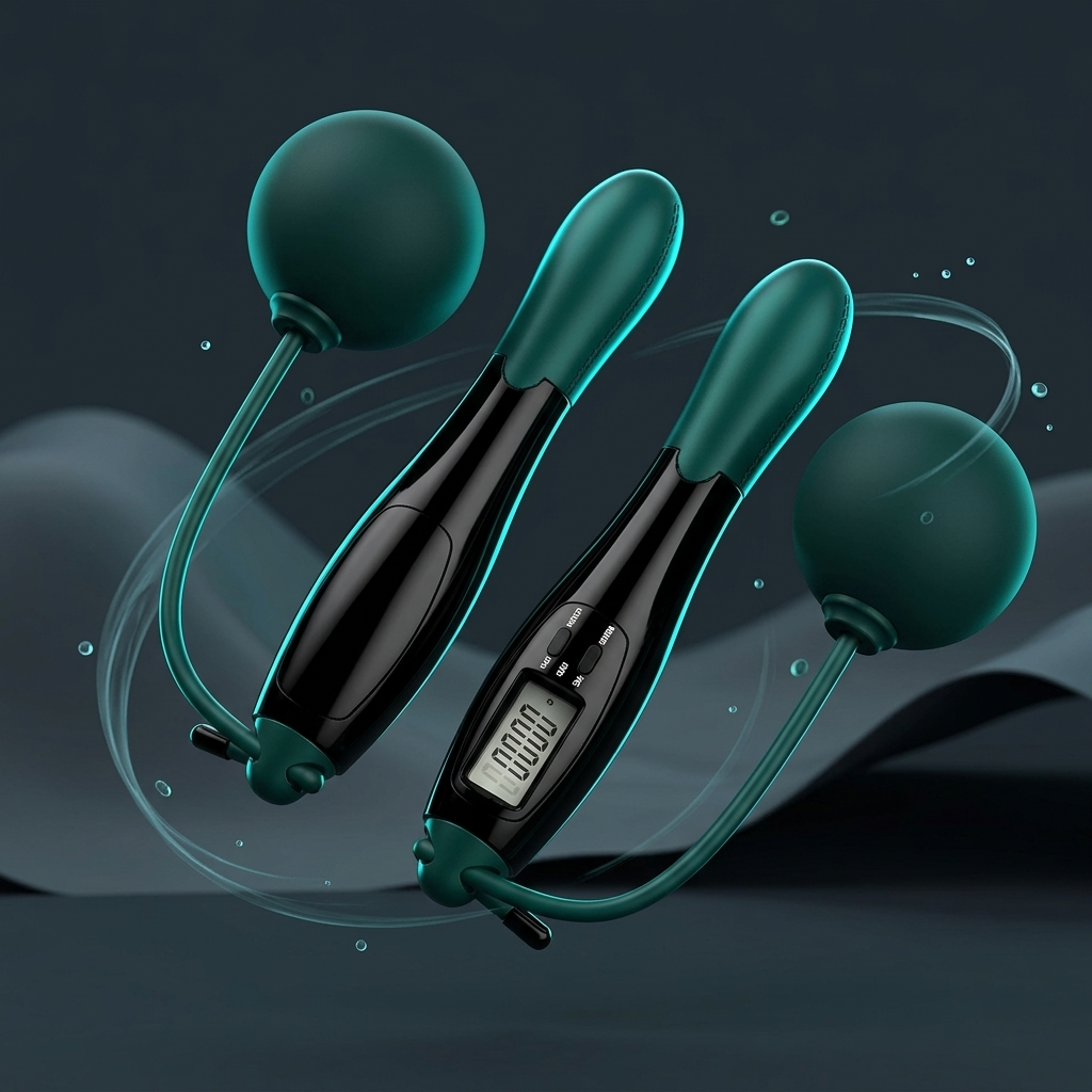 EzyBreath smart cordless skipping rope set with digital counter for home exercise