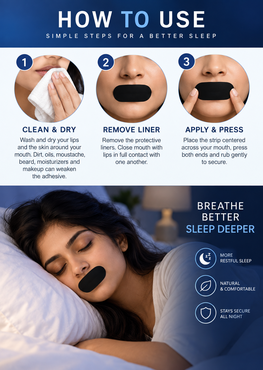 Premium Sleep Tape – Mouth Tape Patch (30 Pcs | 1 Month Supply)